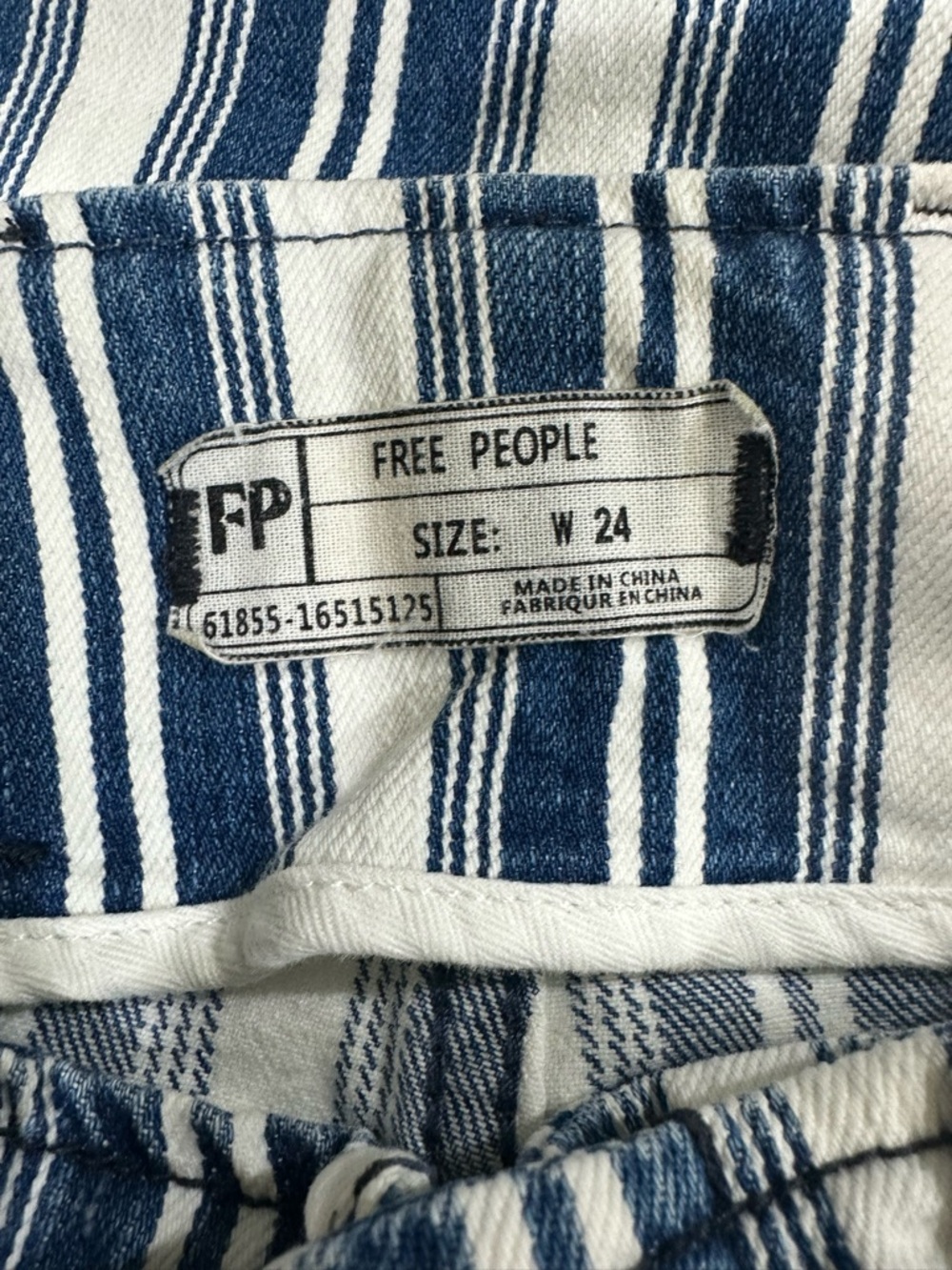 Free People Striped Blue and White Flare Pants Sz W24 - Picture 7 of 8